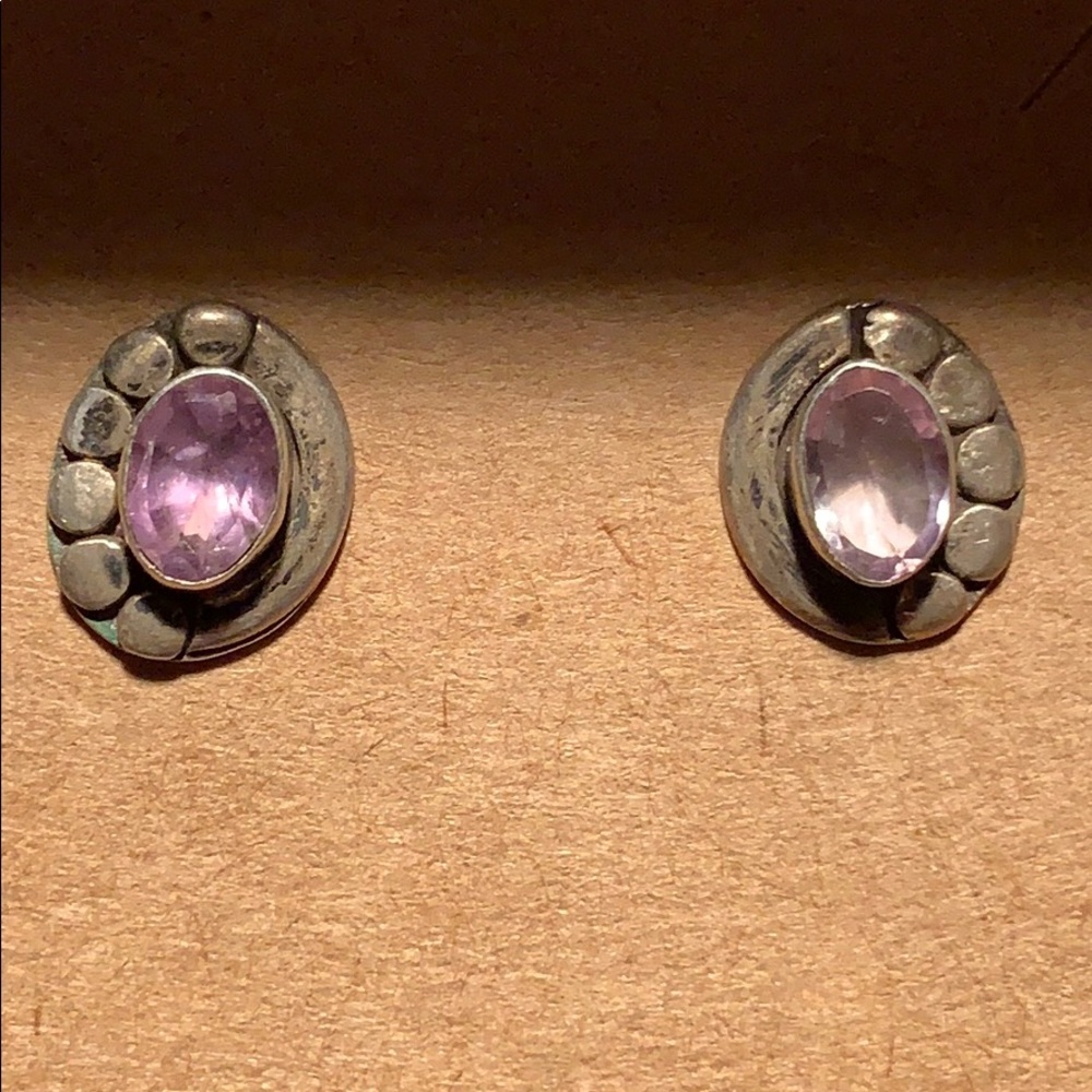 Sterling Silver/Amethyst Vintage/Antique earrings